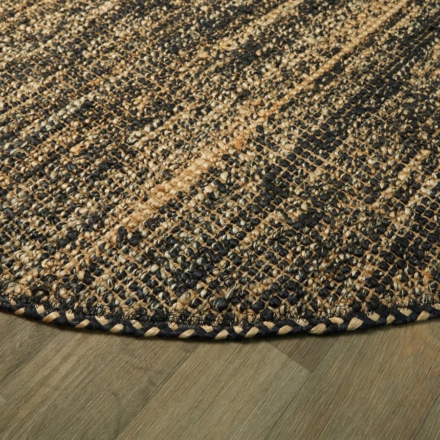 Earthy Black Jute Handwoven Rug For Living Room, Bedroom