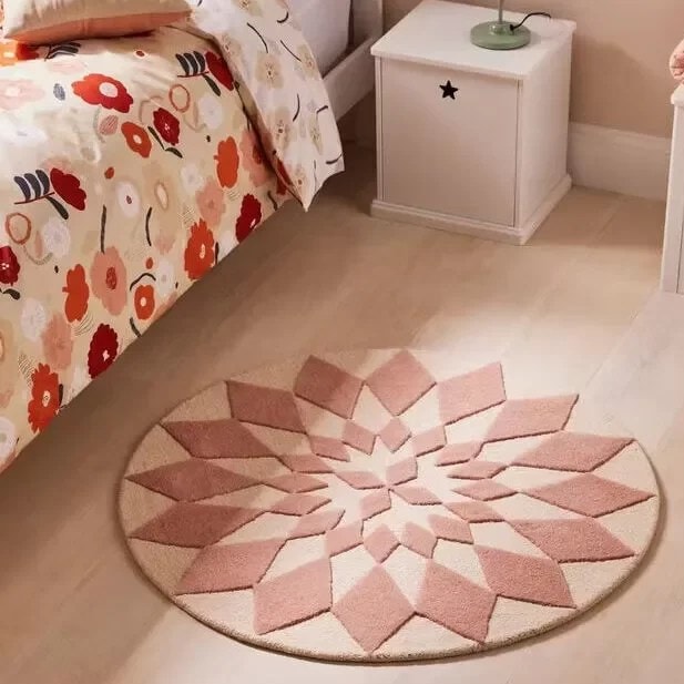 Floral Charm Kids Round Handmade Rug