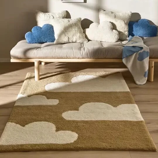 Dreamy Cloudy Kids Handmade Tufted Rug For Playroom