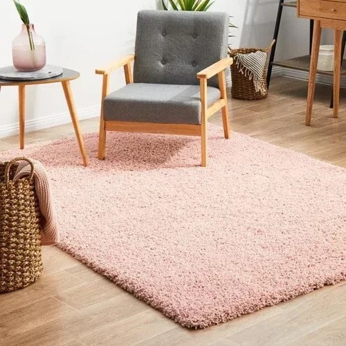 Charming Pink Shag Solid Rug