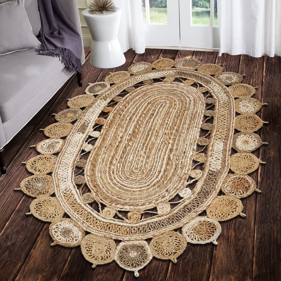 Boho Dazzle Handwoven Natural Jute Rug