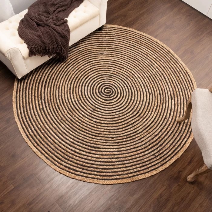 BlackFern Jute Round Handmade Rug for Living Room