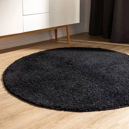 Black Mystic Round Shag Rug