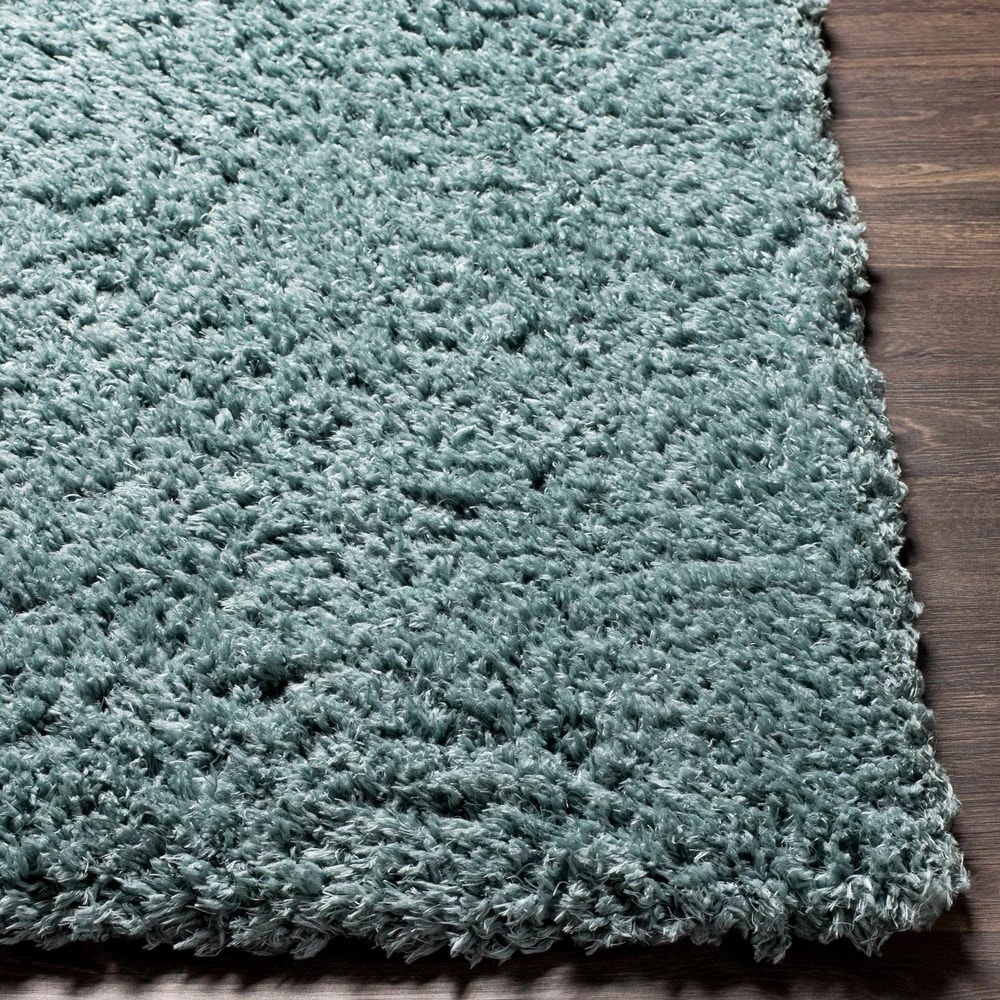 Light Blue Solid Shag Rug