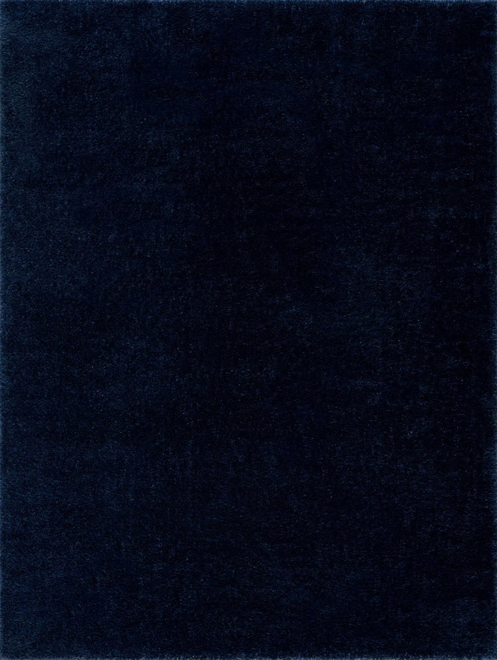 Blue Solid Handmade Shag Rug