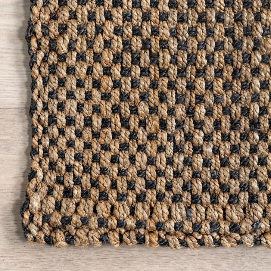 Earthy Two-Toned Natural Handmade Jute Rug For Living Room