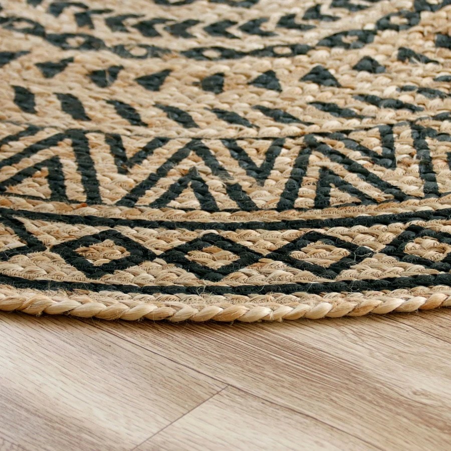 Natural Boho Medalon Round Handwoven Jute Rug